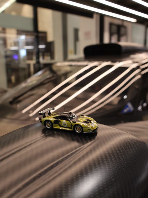The last car with 911 in its name to win Le Mans outright. The Porsche 911 GT1, photographed in the workshop of the Porsche Museum in Stuttgart. The full series is live on miniflatsix.com.